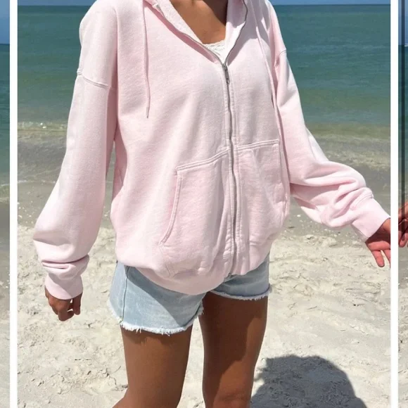 Brandy Melville Christy Zip-Up Gray Hoodie {315} - Picture 12 of 15